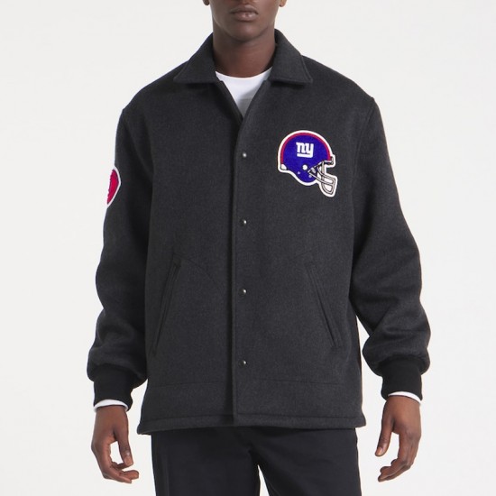 NY Giants Heather Black Wool Jacket NY Giants Heather Black Wool Jacket