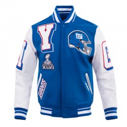 NY Giants Mashup Rib Varsity Wool/Leather Jacket