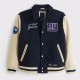 NY Giants Navy and Eggshell Varsity Bomber Jacket NY Giants Navy and Eggshell Varsity Bomber Jacket
