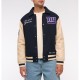 NY Giants Navy and Eggshell Varsity Bomber Jacket NY Giants Navy and Eggshell Varsity Bomber Jacket
