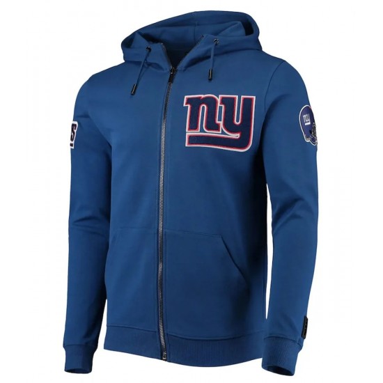 NY Giants Zip Up Blue Hoodie NY Giants Zip Up Blue Hoodie