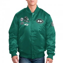 NY Jets Exclusive Green Varsity Satin Jacket NY Jets Exclusive Green Varsity Satin Jacket