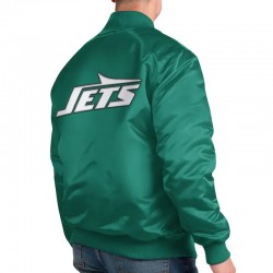 NY Jets Exclusive Green Varsity Satin Jacket NY Jets Exclusive Green Varsity Satin Jacket