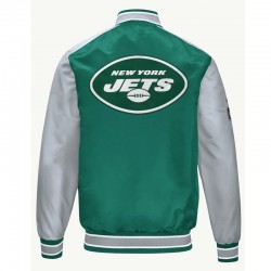  NY Jets Green and Gray Varsity Satin Jacket
