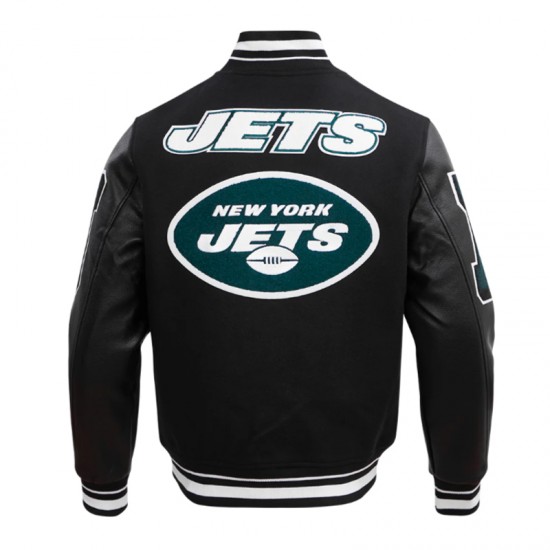 NY Jets Mashup Rib Varsity Wool/Leather Jacket NY Jets Mashup Rib Varsity Wool/Leather Jacket