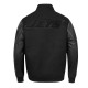 NY Jets Triple Black Varsity Wool and Leather Jacket NY Jets Triple Black Varsity Wool and Leather Jacket