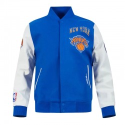 NY Knicks 2024/25 City Edition Blue and White Varsity Jacket