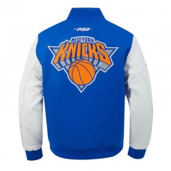 NY Knicks 2024/25 City Edition Blue and White Varsity Jacket NY Knicks 2024/25 City Edition Blue and White Varsity Jacket