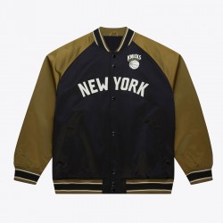 NY Knicks Black/Olive Satin Double Clutch Jacket