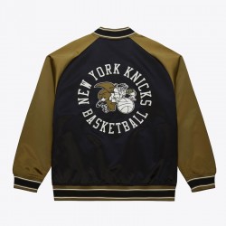 NY Knicks Black/Olive Satin Double Clutch Jacket