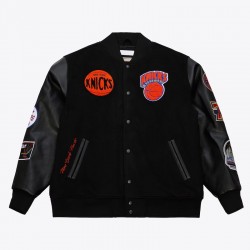 NY Knicks Black Out Team Logo Varsity Jacket