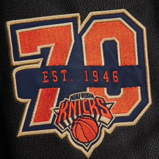 NY Knicks Black Out Team Logo Varsity Jacket NY Knicks Black Out Team Logo Varsity Jacket