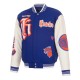 NY Knicks Gothic Varsity Wool/Leather Blue and White Jacket NY Knicks Gothic Varsity Wool/Leather Blue and White Jacket