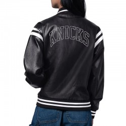 NY Knicks High Heat Vegan Black Varsity Leather Jacket