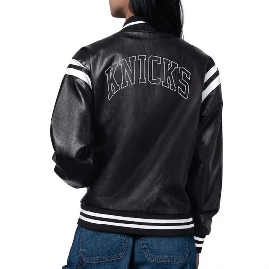 NY Knicks High Heat Vegan Black Varsity Leather Jacket