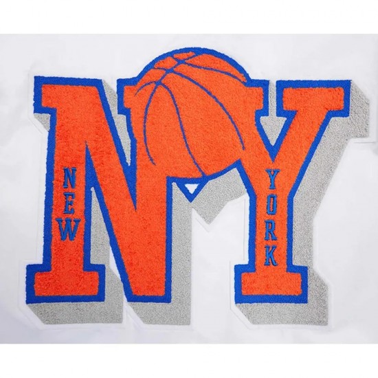 NY Knicks Mashup Classic Rib White Satin Jacket NY Knicks Mashup Classic Rib White Satin Jacket