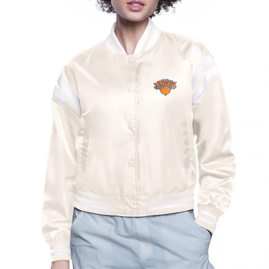 NY Knicks Printed Logo Varsity Satin Jacket NY Knicks Printed Logo Varsity Satin Jacket