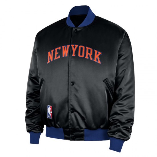NY Knicks Remix Courtside Black Bomber Jacket NY Knicks Remix Courtside Black Bomber Jacket