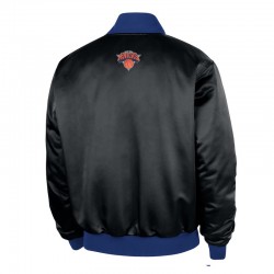 NY Knicks Remix Courtside Black Bomber Jacket