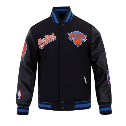 NY Knicks Script Tail Classic Rib Varsity Jacket