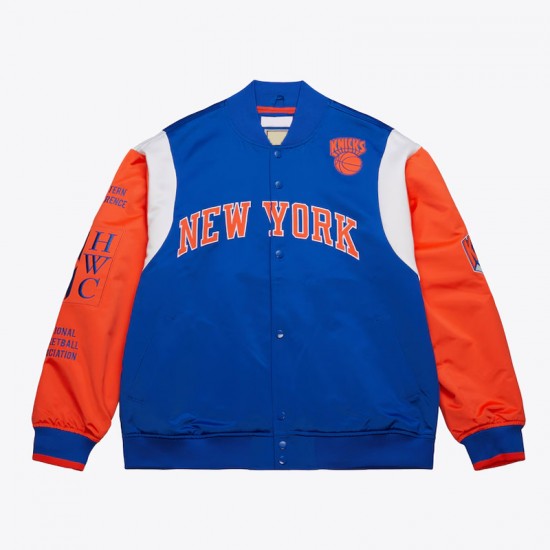 NY Knicks Team Origins Royal Satin Jacket NY Knicks Team Origins Royal Satin Jacket