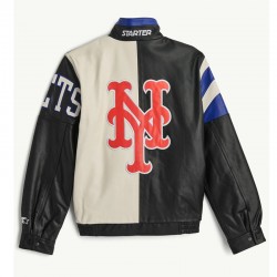 NY Mets Retro Full Zip Leather Jacket NY Mets Retro Full Zip Leather Jacket