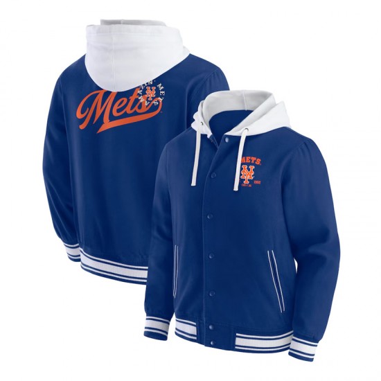 NY Mets Royal Cotton Hooded Jacket NY Mets Royal Cotton Hooded Jacket