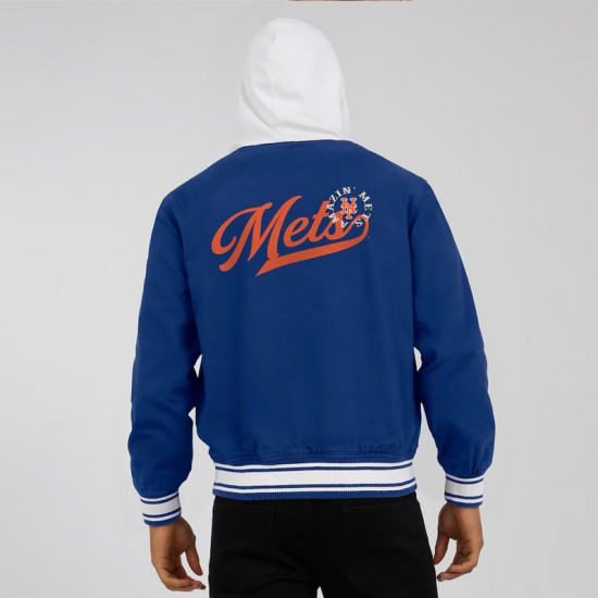 NY Mets Royal Cotton Hooded Jacket NY Mets Royal Cotton Hooded Jacket