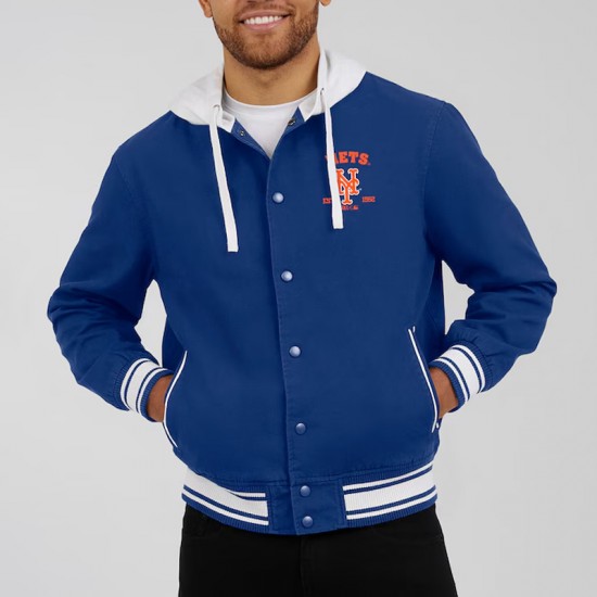 NY Mets Royal Cotton Hooded Jacket NY Mets Royal Cotton Hooded Jacket