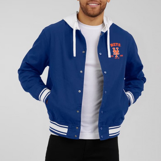 NY Mets Royal Cotton Hooded Jacket NY Mets Royal Cotton Hooded Jacket