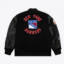 NY Rangers Black Out Team Logo Varsity Jacket NY Rangers Black Out Team Logo Varsity Jacket