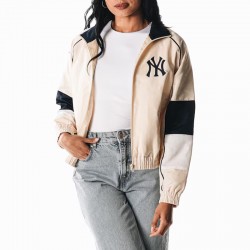 NY Yankees Cream Full-Zip Track Jacket