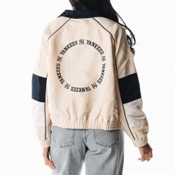 NY Yankees Cream Full-Zip Track Jacket