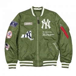 NY Yankees Full-Zip Green Bomber Jacket