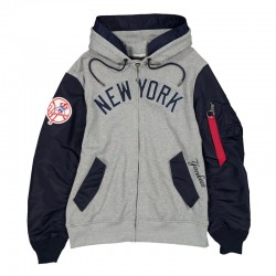 Full-Zip Heather NY Yankees Gray/Navy Hoodie Jacket | Best Deal