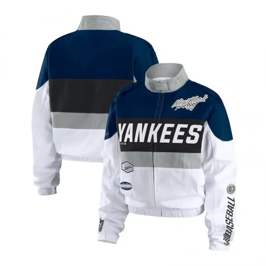 NY Yankees Racing Navy/White Full-Zip Jacket