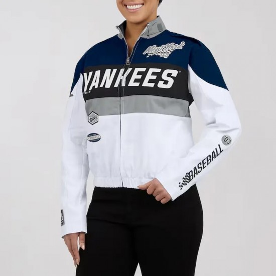 NY Yankees Racing Navy/White Full-Zip Jacket