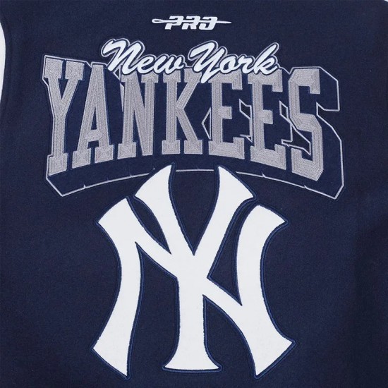 NY Yankees Team Badge Classic Rib Varsity Jacket