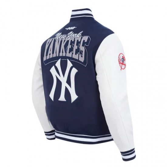 NY Yankees Team Badge Classic Rib Varsity Jacket NY Yankees Team Badge Classic Rib Varsity Jacket