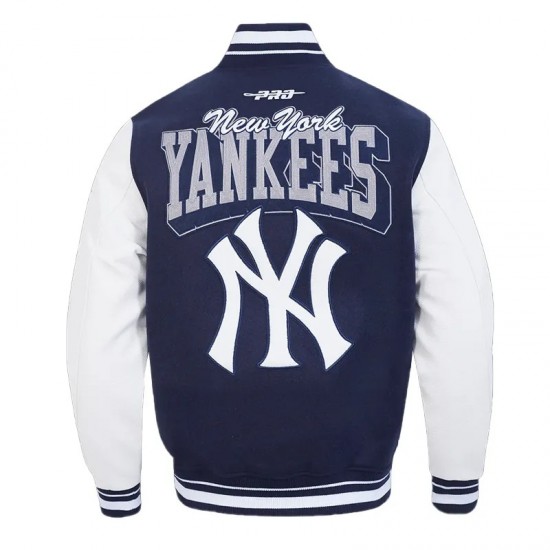 NY Yankees Team Badge Classic Rib Varsity Jacket NY Yankees Team Badge Classic Rib Varsity Jacket