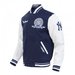 NY Yankees Team Badge Classic Rib Varsity Jacket NY Yankees Team Badge Classic Rib Varsity Jacket