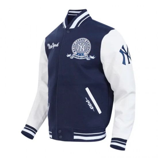 NY Yankees Team Badge Classic Rib Varsity Jacket NY Yankees Team Badge Classic Rib Varsity Jacket