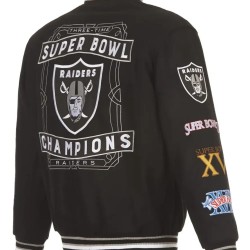 Oakland Raiders Black Contender Wool Bomber Jacket