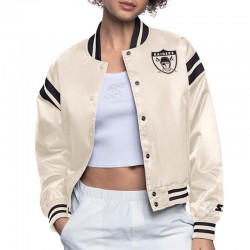 Oakland Raiders Cream Full Count Satin Jacket