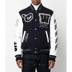 Off-White Cryst Moon Phase Black Varsity Jacket