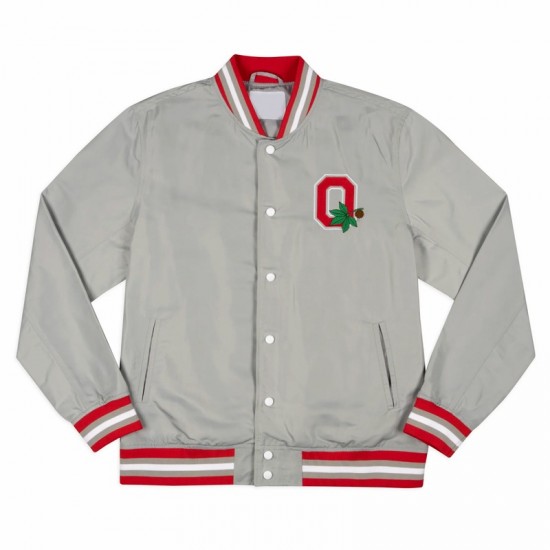 Ohio State Buckeyes Arched Gray Bomber Jacket