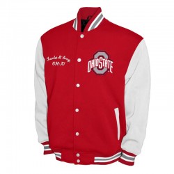 Ohio State Buckeyes Fleece Scarlet and White Varsity Jacket