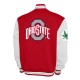 Ohio State Buckeyes Fleece Scarlet and White Varsity Jacket Ohio State Buckeyes Fleece Scarlet and White Varsity Jacket