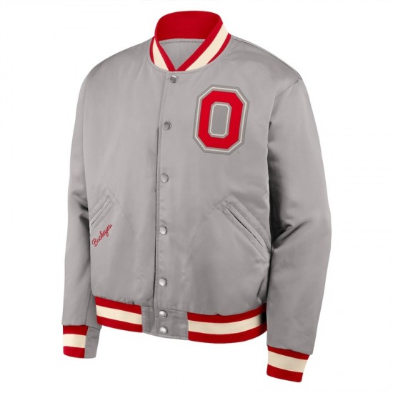 Ohio State Buckeyes Legacy Gray Bomber Jacket Ohio State Buckeyes Legacy Gray Bomber Jacket