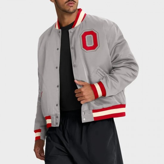 Ohio State Buckeyes Legacy Gray Bomber Jacket